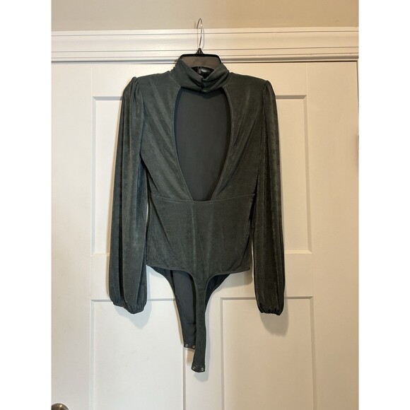 Astr the Label Bodysuit Women’s Size Medium High Neck Long Sleeve Open Back Teal - Picture 7 of 7
